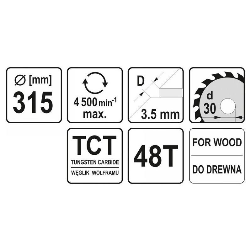 YATO Fűrésztárcsa fához 315 x 30 x 2,5 mm / 48T (YT-60792)