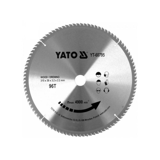 YATO Fűrésztárcsa fához 315 x 30 x 2,2 mm / 96T (YT-60795)