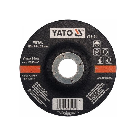 YATO Tisztítókorong fémre 115 x 6,0 x 22,2 mm (YT-6121)