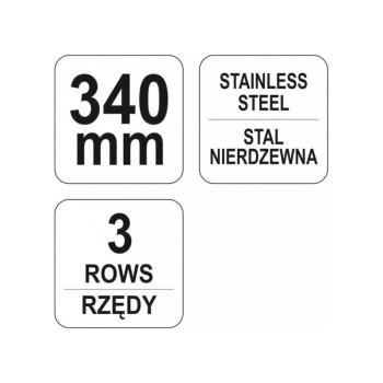 YATO Drótkefe inox kaparóval 3 soros 340 mm (YT-6336)