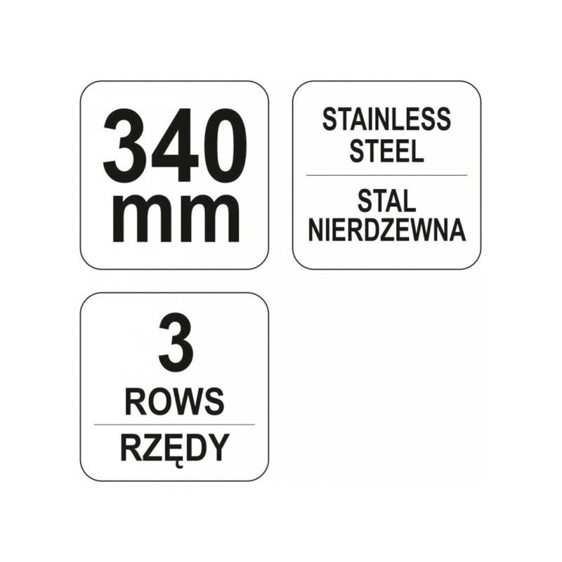 YATO Drótkefe inox kaparóval 3 soros 340 mm (YT-6336)