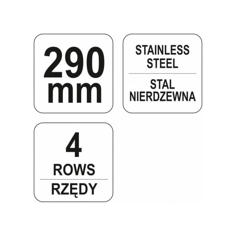 YATO Drótkefe inox kaparóval 4 soros 260 mm (YT-6339)