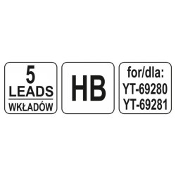 YATO Ácsceruza grafit betét 110 mm szürke HB (5 db/cs) (YT-69285) YATO Ácsceruza grafit betét 110 mm szürke HB (5 db/cs) (YT-69285)