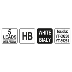 YATO Ácsceruza grafit betét 110 mm fehér HB (5 db/cs) (YT-69287) YATO Ácsceruza grafit betét 110 mm fehér HB (5 db/cs) (YT-69287)