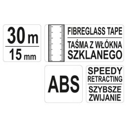 YATO Üvegszálas mérőszalag 30 m x 15 mm (YT-71540) YATO Üvegszálas mérőszalag 30 m x 15 mm (YT-71540)