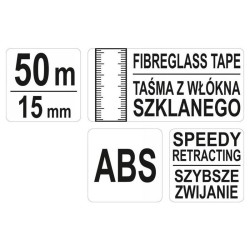 YATO Üvegszálas mérőszalag 50 m x 15 mm (YT-71541) YATO Üvegszálas mérőszalag 50 m x 15 mm (YT-71541)