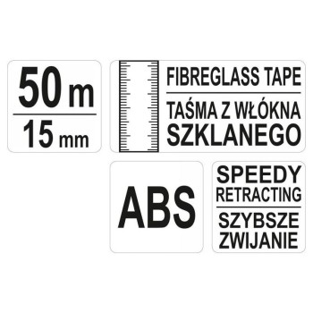 YATO Üvegszálas mérőszalag 50 m x 15 mm (YT-71541) YATO Üvegszálas mérőszalag 50 m x 15 mm (YT-71541)