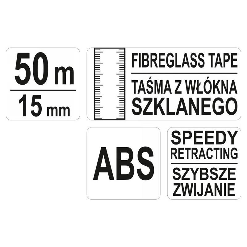YATO Üvegszálas mérőszalag 50 m x 15 mm (YT-71541) YATO Üvegszálas mérőszalag 50 m x 15 mm (YT-71541)