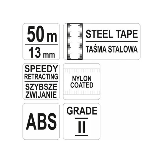 YATO Mérőszalag 50 m x 13 mm acél (YT-71582) YATO Mérőszalag 50 m x 13 mm acél (YT-71582)
