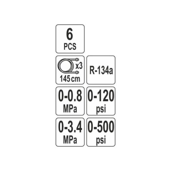 YATO Légkondicionáló nyomásmérő készlet 6 részes (YT-72990)
