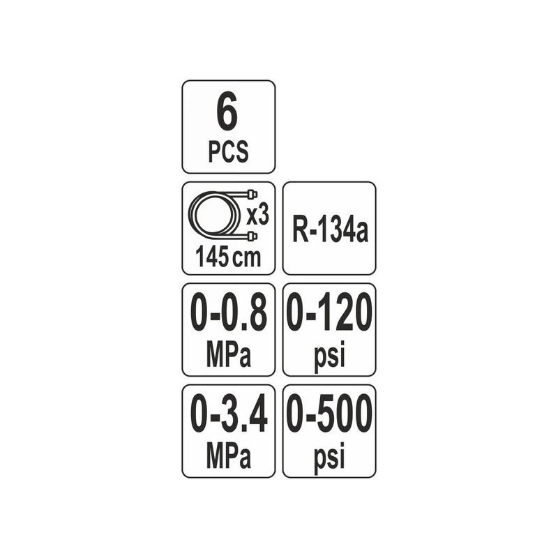 YATO Légkondicionáló nyomásmérő készlet 6 részes (YT-72990)
