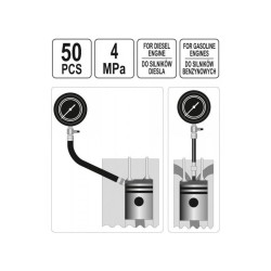 YATO Kompressziómérő készlet 50 részes Diesel és benzin motorkhoz 40 bar (YT-73012)