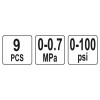YATO Üzemanyag befecskendező nyomásmérő készlet 9 részes 7 bar (YT-73024)