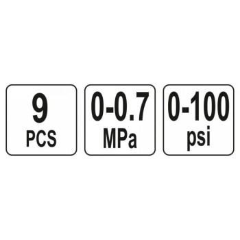YATO Üzemanyag befecskendező nyomásmérő készlet 9 részes 7 bar (YT-73024)
