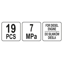 YATO Kompressziómérő készlet 19 részes Diesel motorokhoz 70 Bar (YT-73072)