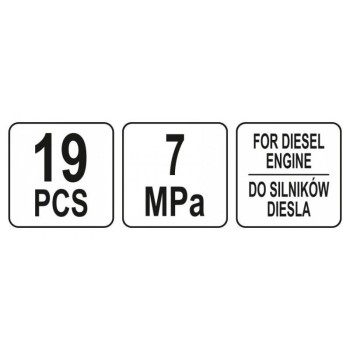 YATO Kompressziómérő készlet 19 részes Diesel motorokhoz 70 Bar (YT-73072)