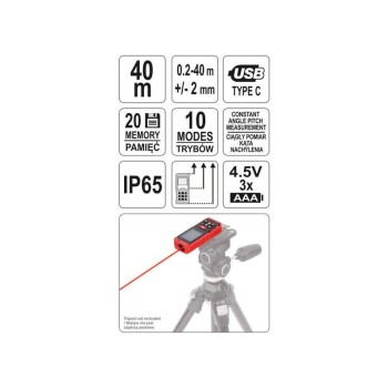 YATO Lézeres távolságmérő 0,2-40 m IP65 (YT-73126) YATO Lézeres távolságmérő 0,2-40 m IP65 (YT-73126)