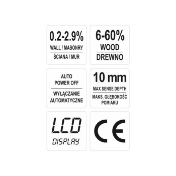 YATO Nedvességmérő fához és építőanyagokhoz (YT-73141) YATO Nedvességmérő fához és építőanyagokhoz (YT-73141)