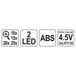YATO Fejpántos nagyító LED világítással 10 x - 25 x (YT-73840)