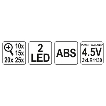 YATO Fejpántos nagyító LED világítással 10 x - 25 x (YT-73840)