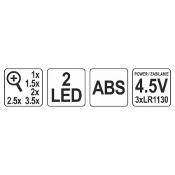 YATO Fejpántos nagyító LED világítással 1 x - 3,5 x (YT-73842)