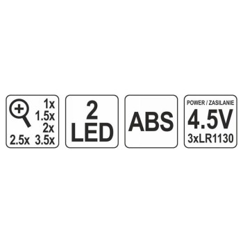 YATO Fejpántos nagyító LED világítással 1 x - 3,5 x (YT-73842)