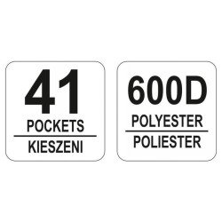 YATO YT-74351 szerszámtáska – 41 zsebes, 600D poliészter YATO YT-74351 szerszámtáska – 41 zsebes, 600D poliészter