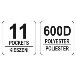 YATO YT‑74373 csővázas szerszámtáska – 11 zseb, 600D poliészter YATO YT‑74373 csővázas szerszámtáska – 11 zseb, 600D poliészter