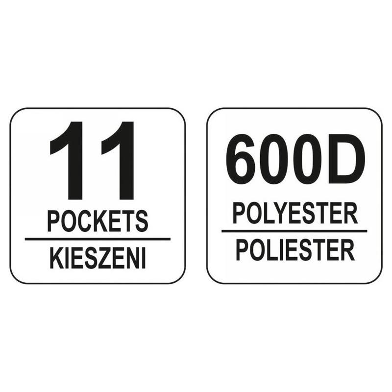 YATO YT‑74373 csővázas szerszámtáska – 11 zseb, 600D poliészter