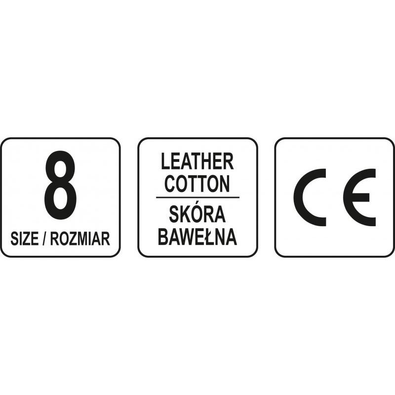 YATO Munkavédelmi kesztyű 8-as méret bőr-pamut piros (YT-746418)