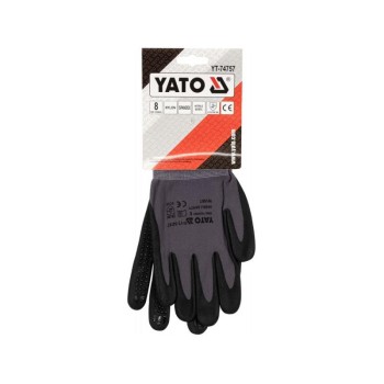 YATO Munkavédelmi kesztyű habosított nitril mártott 8-as csúszásgátlós (YT-74757)