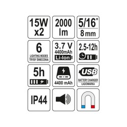 YATO Akkus LED reflektor hangszóróval 2000 lumen (YT-81808)