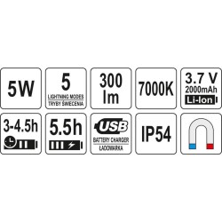 YATO Akkus LED reflektor 300 lm (YT-81819)