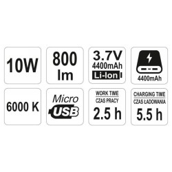 YATO Akkus LED reflektor 3,7 V (YT-81820)