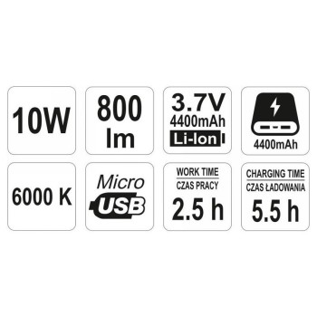 YATO Akkus LED reflektor 3,7 V (YT-81820) YATO Akkus LED reflektor 3,7 V (YT-81820)