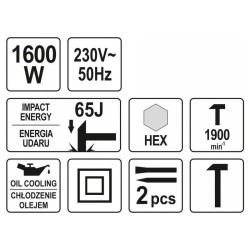 YATO Bontókalapács HEX befogás 65 J 1600 W (YT-82001)