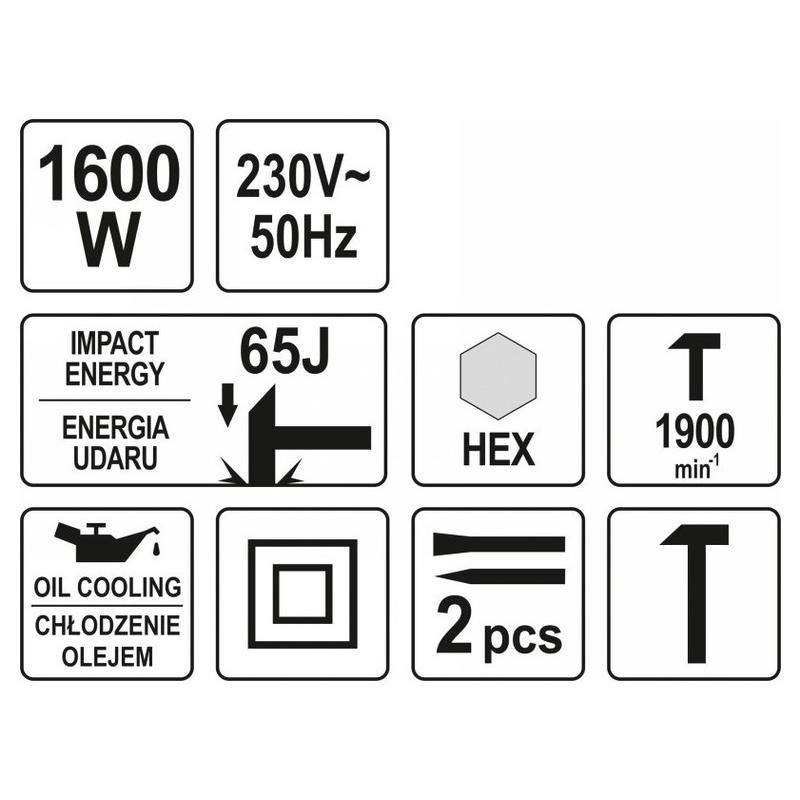 YATO Bontókalapács HEX befogás 65 J 1600 W (YT-82001) YATO Bontókalapács HEX befogás 65 J 1600 W (YT-82001)