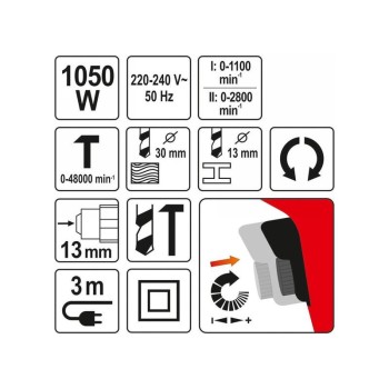 YATO Ütvefúró 13 mm 1050 W (YT-82044) YATO Ütvefúró 13 mm 1050 W (YT-82044)