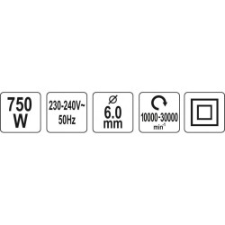 YATO Egyenes csiszoló fordulatszám szabályzós 750 W (YT-82080) YATO Egyenes csiszoló fordulatszám szabályzós 750 W (YT-82080)