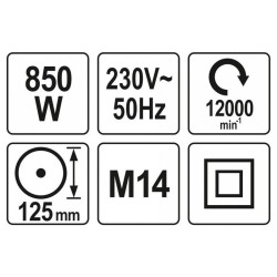 YATO Sarokcsiszoló 125 mm 850 W (YT-82097) YATO Sarokcsiszoló 125 mm 850 W (YT-82097)