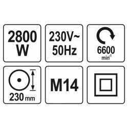 YATO Sarokcsiszoló 230 mm 2800 W (YT-82110) YATO Sarokcsiszoló 230 mm 2800 W (YT-82110)