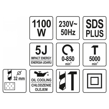 YATO Fúrókalapács SDS-Plus 5 J 1100 W (YT-82123) YATO Fúrókalapács SDS-Plus 5 J 1100 W (YT-82123)