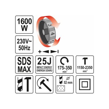 YATO Fúrókalapács SDS-Max 25 J 1600 W (YT-82135) YATO Fúrókalapács SDS-Max 25 J 1600 W (YT-82135)
