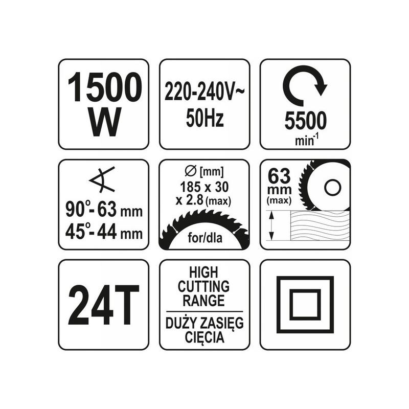 YATO Körfűrész 185 mm 1500 W (YT-82151) YATO Körfűrész 185 mm 1500 W (YT-82151)