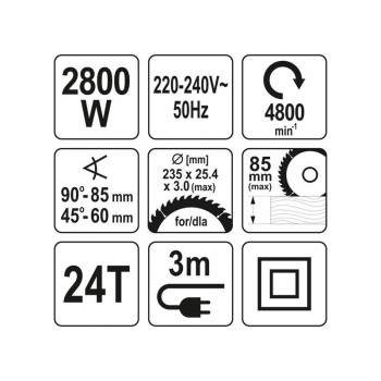 YATO Körfűrész 235 mm 2800 W (YT-82154)