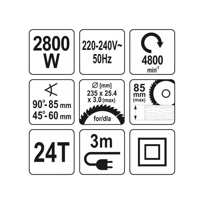 YATO Körfűrész 235 mm 2800 W (YT-82154)