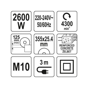 YATO Betonvágó 350 mm 2600 W (YT-82158) YATO Betonvágó 350 mm 2600 W (YT-82158)