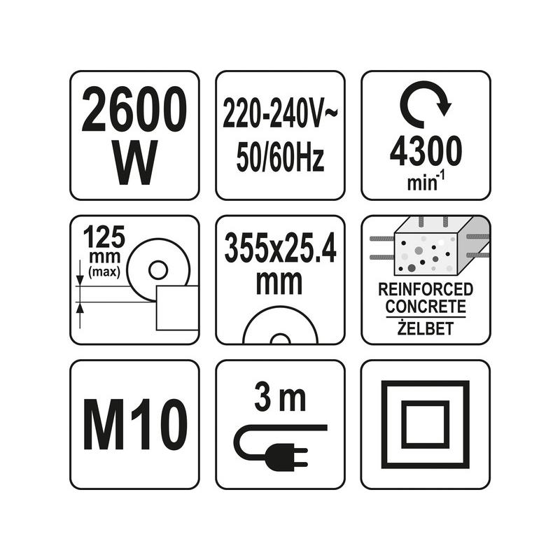 YATO Betonvágó 350 mm 2600 W (YT-82158)