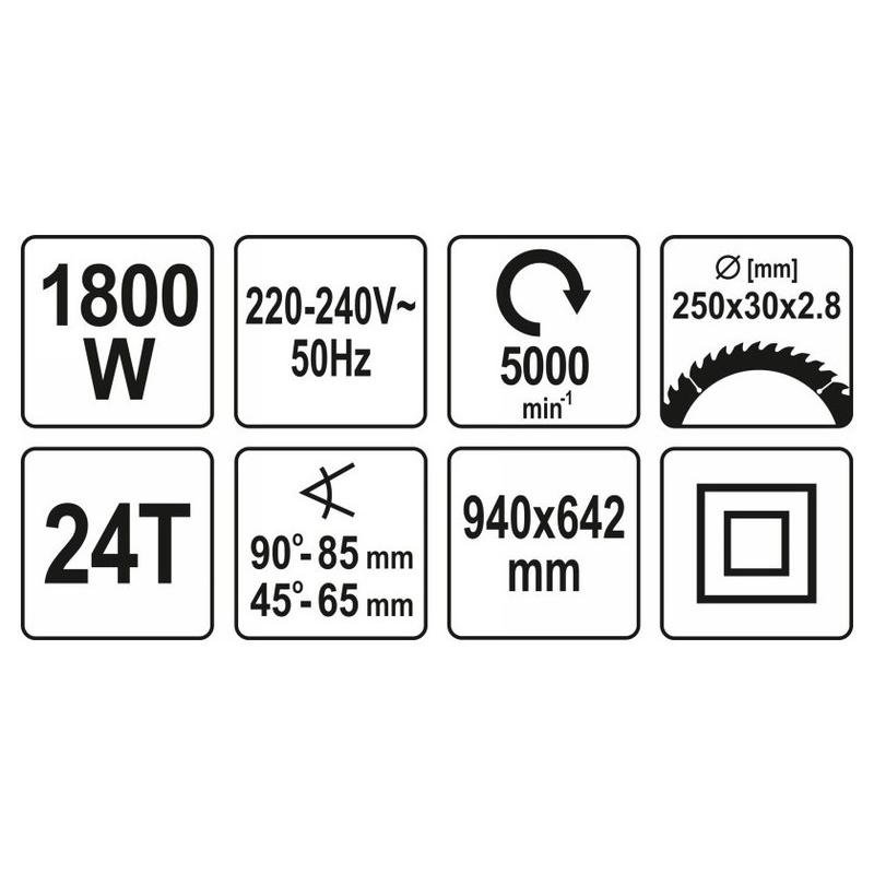 YATO Asztali körfűrész 250 mm 1800 W (YT-82165) YATO Asztali körfűrész 250 mm 1800 W (YT-82165)