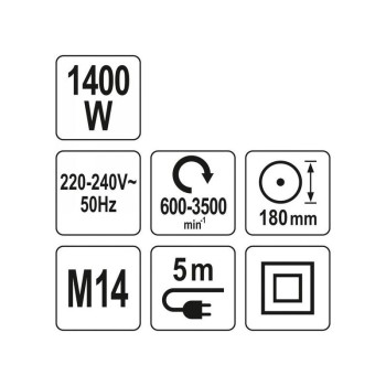 YATO Polírozó M14 180 mm 1400 W (YT-82196) YATO Polírozó M14 180 mm 1400 W (YT-82196)